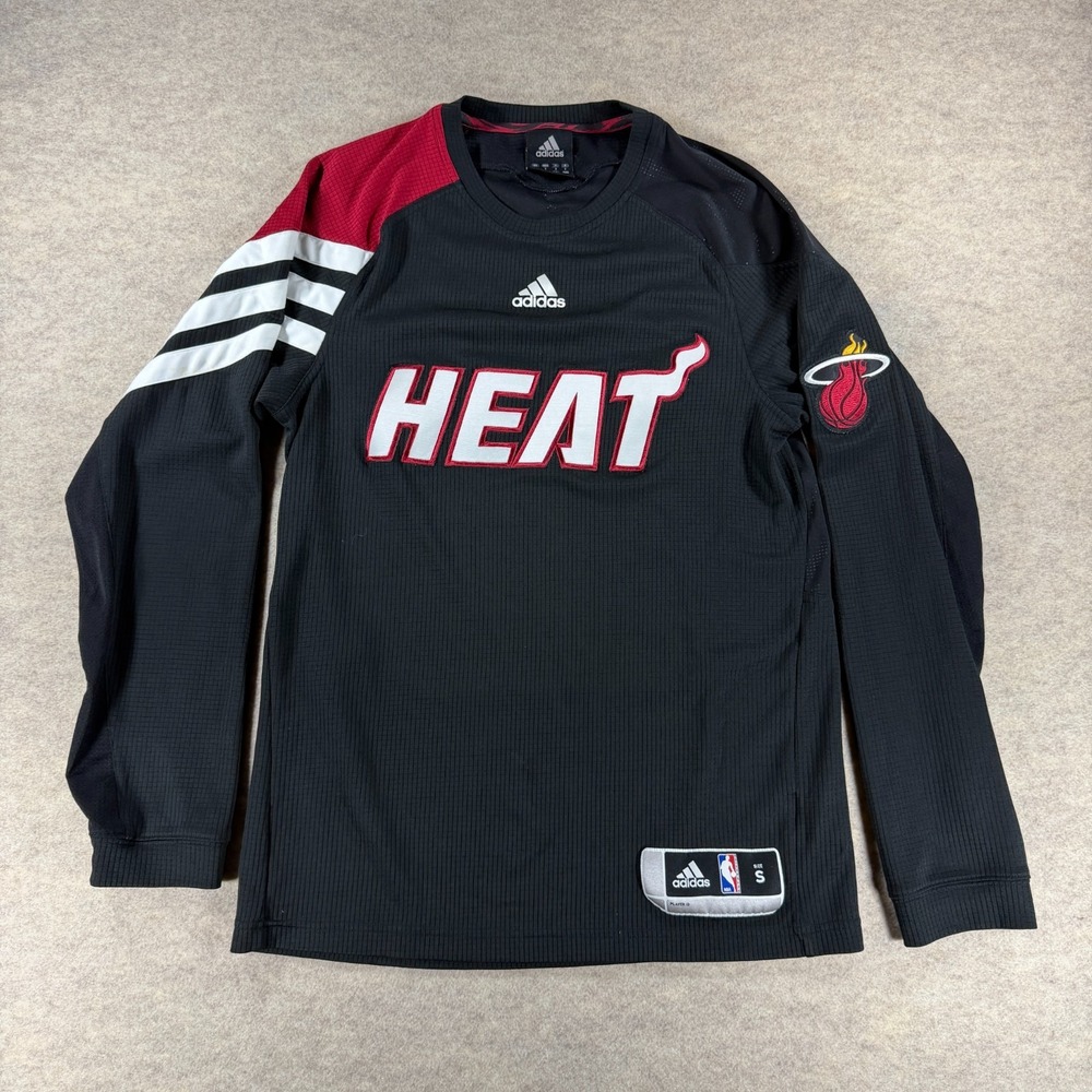 Miami Heat NBA Embroidered Black Long Sleeve Adidas Men's Jersey Shirt Small